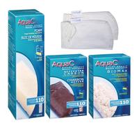 Gokul Brands AquaClear 110 - Kit de filtro de mantenimiento y reemplazo para horno, incluye bolsas de malla de las marcas Gokul (carbón activado AquaClear, BioMax Media, inserto de espuma 110)