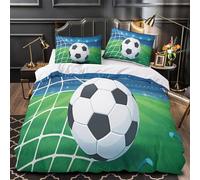 Gol de balón de fútbol 3D Impresión Edredón funda 3pz Microfibra cremallera oculta Estilo de ilustración deportiva Funda de edredón 2 fundas lavable a máquina Adolescentes Adultos King（220x240cm）