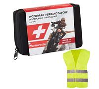 GoLab Accesorios moto - Pequeño y compacto, botiquín de primeros auxilios según DIN 13167 con chaleco reflectante, adecuado para todos los países europeos (Austria, Suiza, Italia, Alemania, etc.)