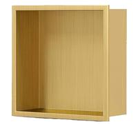 Gold 304 - Estante de ducha empotrado de acero inoxidable 304 montado en la pared, estante de almacenamiento de baño, calidad de hotel, gabinete integrado, 320 x 320 x 125 mm, moderno hogar nization