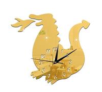 (Gold)3D Kid Room Decoration Wall Clock Mirror