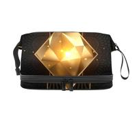 Gold Ace of Diamonds - Bolsa de cosméticos de doble capa para mujeres y niñas, neceser de viaje, bolsa organizadora de maquillaje con compartimento para brochas, multicolor, 27x15x14 cm/10.6x5.9x5.5