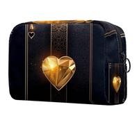 Gold Ace of Hearts - Neceser de póquer para mujer, neceser de viaje, bolsa organizadora de maquillaje grande con cremallera, multicolor, 18.5x7.5x13cm/7.3x3x5.1in, Neceser