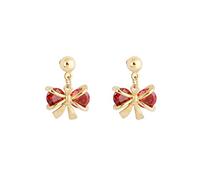 Gold Amarillo de 18k Pendientes Colgantes para Mujeres, Bowknot con Pendientes Redondos Peridot Colgantes para Mujeres Oro