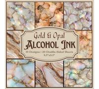 Gold and Opal Marble Scrapbook Paper Craft Pad: 10 Alcohol Ink Designs, 20 Double-Side Sheets Printed on 8.5"x8.5" Size Paper With Premium Color. ... Album, Cardstock, DIY Projects Etc.