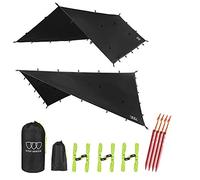 Gold Armour Rainfly Tarp Hammock, 14.7 pies / 12 pies / 10 pies / 8 pies Cubierta para Moscas de Lluvia, Tela Ultraligera Impermeable Ripstop (Negro, 12 pies x 10 pies)