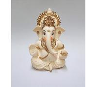 Gold Art India Idolo Ganesha, Acabado Marfil melocotón, ídolo para salpicadero de Coche, decoración del hogar, Regalo, Diwali, Pieza de exhibición de 3.5 Pulgadas