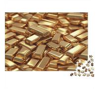 Gold Bars Stack-Luxury Investment Style 1000 Piece for Women & Men Pile of Shiny Gold Bars Fun and Challenging Family Game Gift Idea 70x50cm/1000pcs