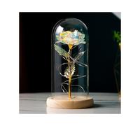 (Gold) Beauty And The Beast Rose, Forever Infinity Rose In Glass Dome, Galaxy Eternal Rose With Led Lights Gifts For Her