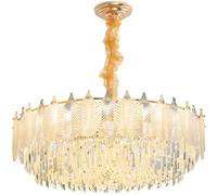 Gold Bedroom Crystal Chandelier Ceiling Light Dimmable Modern Pendant Large Nordic Glass White for Living Room Foyer Entryway