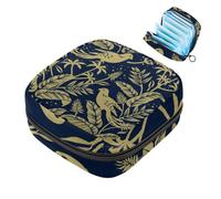 Gold Birds in The Nature - Bolsa de almacenamiento de servilletas sanitarias, bolsa grande para copa menstrual con cremallera, bolsa de compresas menstruales, bolsa de almacenamiento de panty para