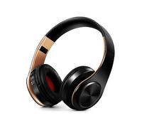 (Gold Black) Headphones Bluetooth Headset Earphone Wireless Headphones Stereo Foldable Sport Earphone Microphone Headset Handfree MP3 Player