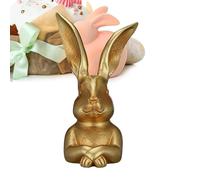Gold Bunny Figurines, Funny Easter Rabbit Statues, Spring Animal Table Decor | Cute Farmhouse Ornament, Decorative Bunny Sculpture For Kitchen Living Room Bedroom Bathroom Office Desk Shelf Entryway