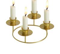 Gold Candle Holders - Metal Round Display Stand | Advent Wreath And Candle Stick Holders; Elegant Gold Metal Display For Home, Kitchen, Living Room, Bedroom, Farmhouse, Mantel, Restaurant, Bar, Christ