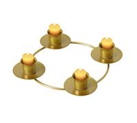 Gold Candle Holders - Metal Round Display Stand, Round Metal Gold | Advent Wreath Candle Stick Holders For Home Kitchen Living Room Bedroom Farmhouse Mantel Restaurant Bar Christmas Party Dining