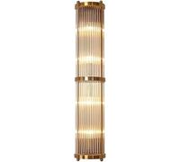 Gold Carbon Steel Post Frame Wall Light Cylindrical Crystal Wall Sconce European Long Tube Decorative Wall Lamp E12/14 Base for Bedroom Living Room Entrance(80Cm)/45Cm