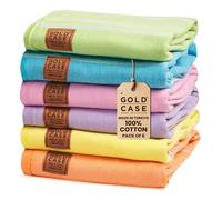 Gold Case Home Collection Lycia - Juego de 6 Toallas de Playa turcas, 100% algodón y sin Arena, para Vacaciones, Toallas de baño para Viajes, prelavadas y de Secado rápido, XXL, 70 x 38 Pulgadas,