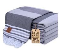 Gold Case - Juego de 6 Toallas de Playa turcas 100% algodón, 70 x 38 Pulgadas, XXL, de Gran tamaño, prelavadas, de Secado rápido, sin Arena, Toallas de baño Ligeras (Olympos-Negro)