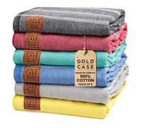 Gold Case - Juego de 6 Toallas turcas de Playa turcas Grandes 100% algodón, 70 x 38 Pulgadas, Toalla de Playa de Secado rápido y sin Arena, Juego de Toallas Ligeras, Multicolor 1