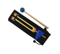 (Gold) Chakra Tuning Fork Set with Wooden Striker - 136.1 Hz Sound Healing Therapy Tool for Energy Balancing in a Portable Pouch