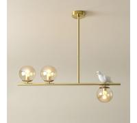 Gold Chandelier Glass Ceiling Mid Century Globe Lights Farmhouse Linear Pendant Light Kitchen Island Hanging Lamp for Over Table Living Room(3-Light)