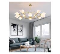 Gold Chandelier Lighting French White Frosted Glass Cup Shades 10-Light Fixture for Dining Room House Home Foyer Kitchen Entryway Bedroom Living,Pendant Ceiling Light