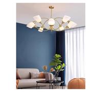 Gold Chandelier Lighting French White Frosted Glass Cup Shades 10-Light Fixture for Dining Room House Home Foyer Kitchen Entryway Bedroom Living,Pendant Ceiling Light