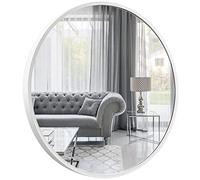 GOLD&CHROME UNIQUE DESIGN Espejo de Pared, Redondo, con Marco de Aluminio - Blanco ⌀60 cm Marco del Espejo con Recubrimiento electrostático de 2 cm de Grosor