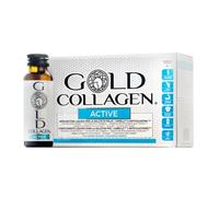GOLD COLLAGEN Active - Colágeno Marino Hidrolizado, Complemento Líquido Piel, Crecimiento Cabello y Articulaciones con Vitamina C y E, Glucosamina Condroitina, Colágeno y Ácido Hialurónico, 10x50 ml