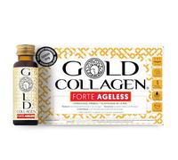 GOLD COLLAGEN Forte Ageless - Complemento Colágeno Marino Hidrolizado (12gr) con Ácido Hialurónico Antiarrugas, Pro Retinol, Vitamina C, D, Biotina, Coenzima Q10, Elastina Reduce Líneas Finas, 10x50ml
