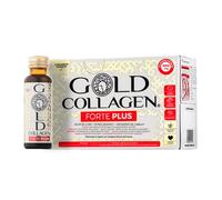 GOLD COLLAGEN New Forte Plus - Complemento con 8g de Colágeno Marino Hidrolizado y Biotina para el Cabello para Piel y Sistema Inmunitario, Vitamina C y Ácido Hialurónico, 1 Caja x 10 Botellitas 50 ml