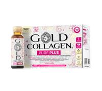 GOLD COLLAGEN New Pure Plus - Complemento con 8g Colágeno Marino Hidrolizado, Biotina para el Cabello Piel y Uñas Equilibrio Hormonal e Inmunitario con Vitamina C Ácido Hialurónico, 10 Botellitas 50ml