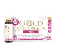 GOLD COLLAGEN Pure - 5.000mg Colágeno Marino Líquido, 10 Botellas | 11 Ingredientes Activos con Ácido Hialurónico, Vitamina C y Biotina, Para Piel, Cabello y Uñas, Sabor Melocotón y Naranja