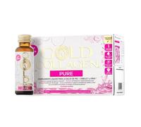 GOLD COLLAGEN Pure - Complemento Líquido de Colágeno Marino Hidrolizado para Cabello, Piel y Uñas Antiarrugas y Sistema Inmunológico con Vitamina C E B6 Ácido Hialurónico Biotina Zinc, 1 Caja 10x50 ml