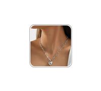 Gold Collar Colgante De Corazón Grueso Collar De Corazón Abullonado De Plata Collar De Corazón Grueso Gargantilla Collar De Clip Collar De Cadena De Enlace Collar Simple Collar Minimalista Mujeres