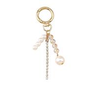 Gold Color Cute Starfish Pearls Conch Shell Keychain Key Rings For Men Women Handbag Pendants DIY Jewelry para Llaves de casa y Mochilas(White)