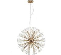 Gold Crystal Linear Round Hanging Fireworks Pendant Light, LED Chandelier