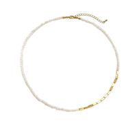 Gold Dainty Necklaces Jewelry for Women White Pearl Necklace 40+5CM, Cubic Zirconia