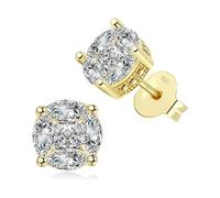 Gold de 14k sobre 925 Pendientes de plata, Princess Cut Cat's Eye Moissanite Statings, una elección elegante para aniversarios o reuniones elegantes