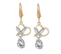 Gold de Oro Amarillo de 14k Pendientes Colgantes para Mujeres, Heart Butterfly Butterfly Waterdrop Moissanite Pendientes Colgantes para Mujeres de Oro