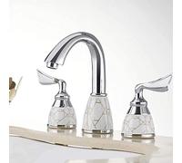 Gold Deck Mounted Bathtub Faucet Set 3 Holes Widespread Tub Mixer Bathroom Goose Neck Bath Shower Set with Hand Shower Sink Tap