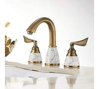 Gold Deck Mounted Bathtub Faucet Set 3 Holes Widespread Tub Mixer Bathroom Goose Neck Bath Shower Set with Hand Shower Sink Tap
