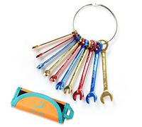 GOLD DEER Juego de llaves Midget chapado en color, mini juego de llaves combinadas, estándar SAE 5/32"-7/16", 10 piezas, llaves extra delgadas, con bolsa de rollo y anillo grande