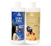 Gold DIAMOND - Kit Alisado Brasileño Cera Fría Sin Formol - Tratamiento de Keratina Profesional para Cabello Teñido, Poroso y Dañado - Hasta 6 Meses Sin Frizz (Kit Grande, 1000mL)