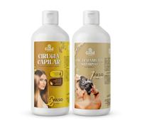 Gold DIAMOND - Kit de Alisado Brasileño Profesional Cirugía Capilar - Tratamiento de Keratina para Cabellos Teñidos, Decolorados y Dañados. (Kit Mediano, 500mL, Kit de Alisado)