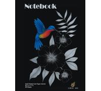 Gold Dotted Line Paper Notebook "Hummingbird", with gold color tone dots, Large size 8,5 x 11 in, 120 Pages: Designed for Handwriting, brainstorming, ... Bold Matte Cover made as aesthetic gift