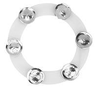 Gold Drum Set Stomp Rub Tambourine with Stainless Steel Bells Durable Metal and Rubber Drum Set Cymbals Bright Jingle Sound Percussion Accessories for Band Performance (Silver)