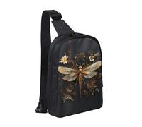 Gold Exquisite Dragonfly Crossbody Chest Bag Sling Backpack For Travel Hiking, Negro -, Talla única