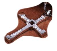 Gold-Fieber Fast and Furious Collar XXL, de acero inoxidable, cruz de 60 cm, acero inoxidable, diamantes de imitación, Acero inoxidable, Diamantes de imitación