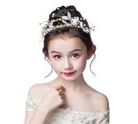 Gold Flowers Headwear Princess Tiara For Wedding Birthday Party Rhinestone Hair Accessories